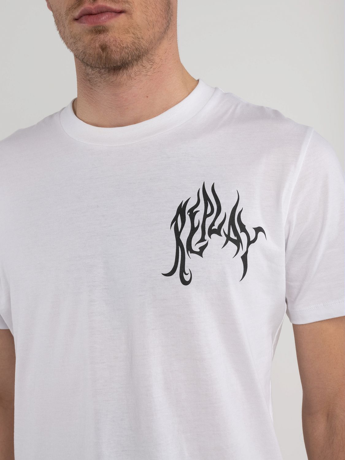 REPLAY ORGANIC COTTON T-SHIRT WITH PRINT