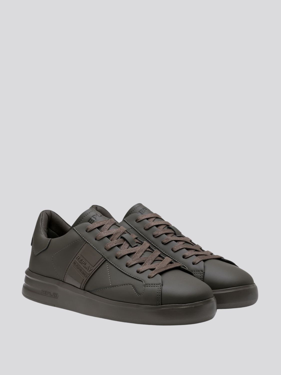 REPLAY UNIVERSITY M GUM LEATHER SNEAKERS WITH LACES