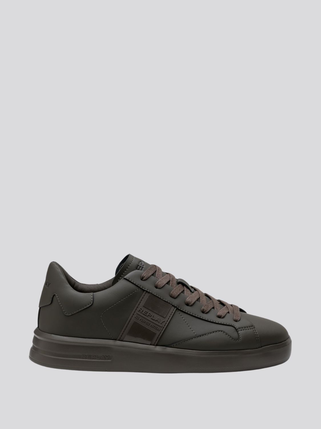 REPLAY UNIVERSITY M GUM LEATHER SNEAKERS WITH LACES