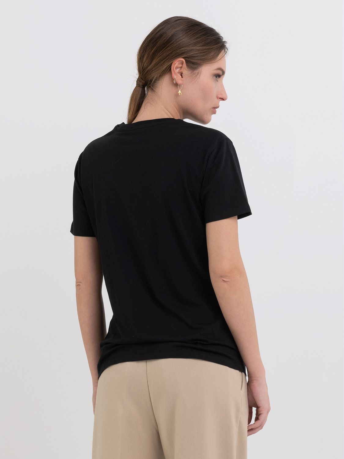 REPLAY CREWNECK T-SHIRT WITH GLITTER PRINT