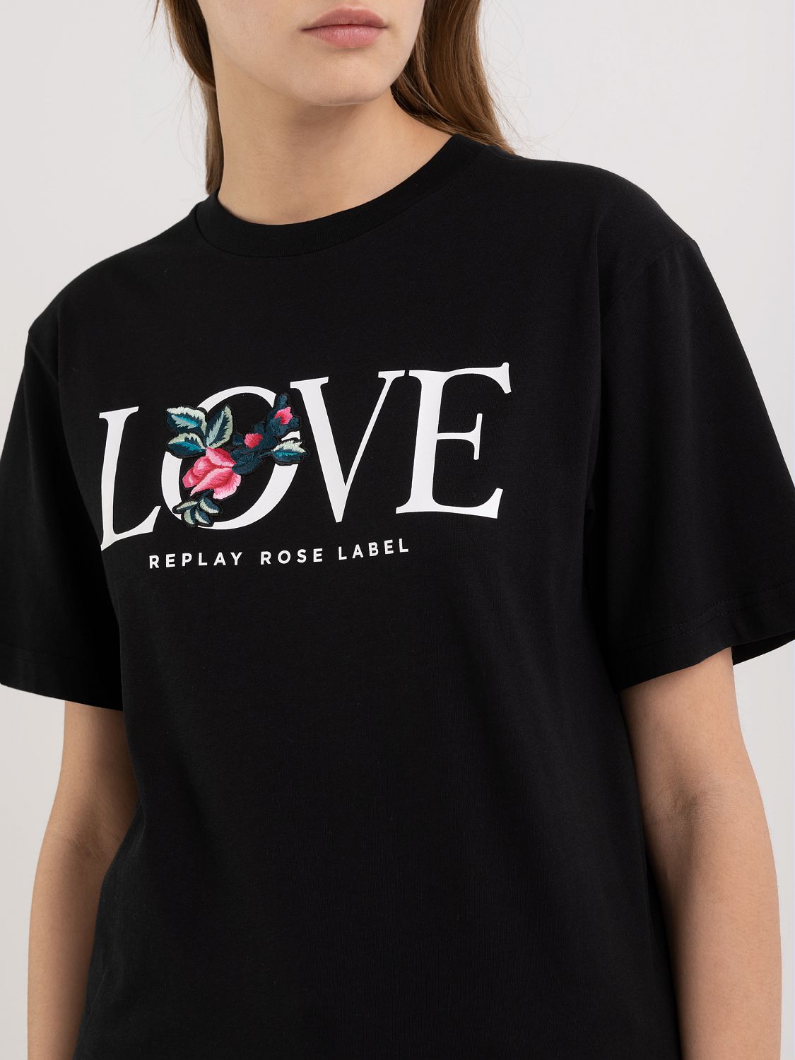 REPLAY T-SHIRT WITH PRINT AND EMBROIDERY